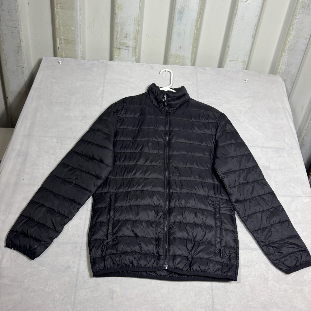 Swiss Tech Womens Puffer Jacket Black Full Zip Lightweight Outdoor Size S(34-36)